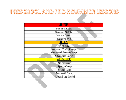 Summer Camp Plans for Preschool and Pre-K (Bundle 1)