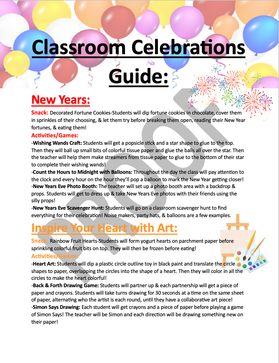 Classroom Celebrations Guide