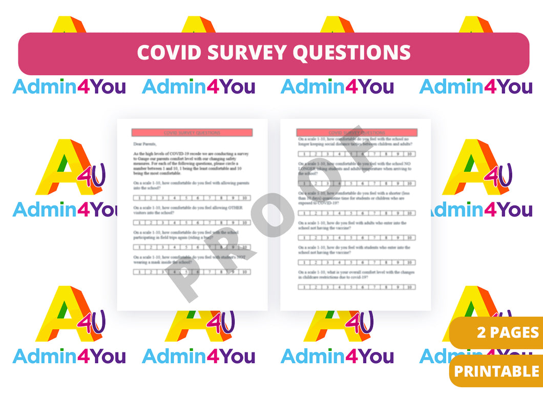 Survey Questions for COVID-19 Protocols
