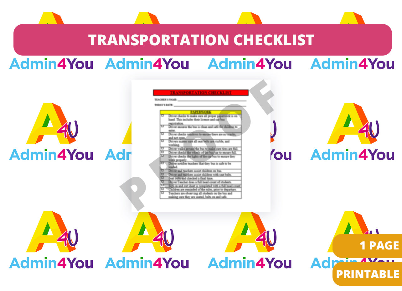 Transport Bus Risk Management Checklist Transportation Safety Checklist – Admin For You