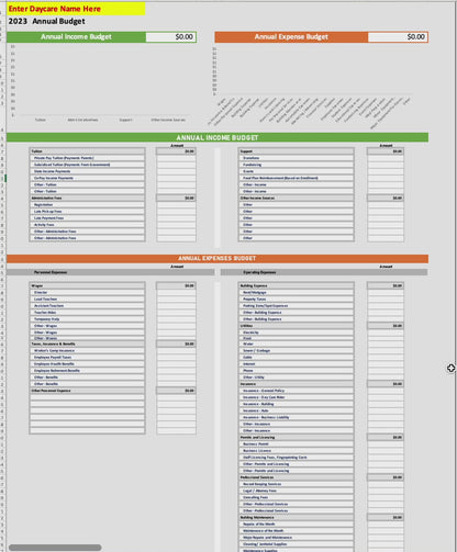 Daycare Budget Template