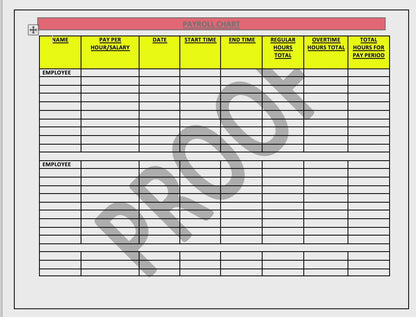 Payroll Chart for Employees