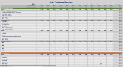 Daycare Annual Income and Expense Tracker